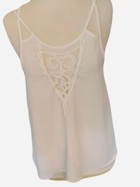 Haute Society Lace-Trim White Camisole Tank Top Sz.L